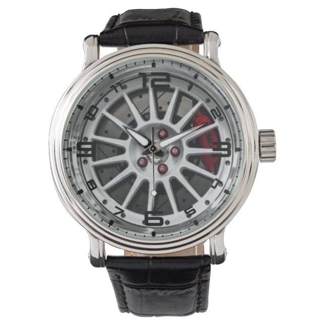 Three Piece Wheels and Red Brake Mens Watch (Front)