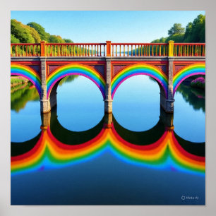 Three-Pier Rainbow Reflection Poster