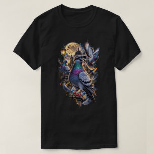 Three Pigeon Vintage Graphic, Retro Pigeon Moon T-Shirt