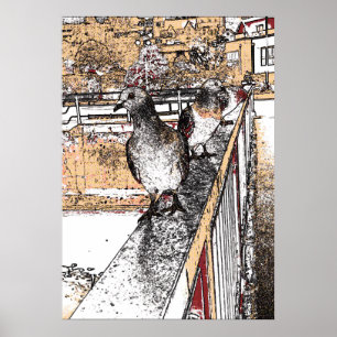 Three Pigeons by Hythe Canal Poster