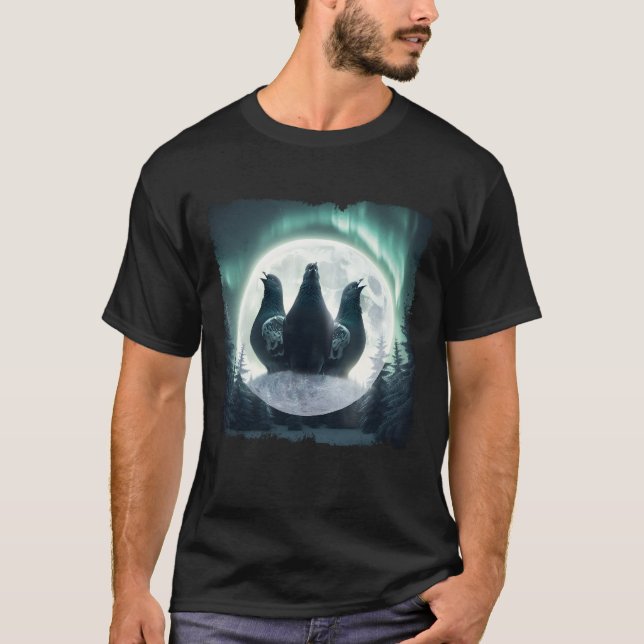 Three Pigeons Howling At The Moon Parody 3 Wolf Mo T-Shirt (Front)