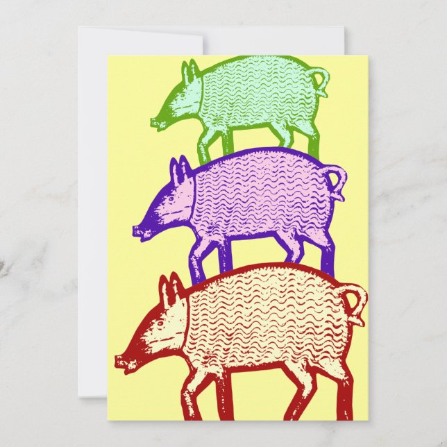 Three Pigs Party, BBQ, Cookout, Picnic Invitation (Front)