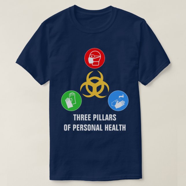 Three Pillars Of Personal Health Public Awareness T-Shirt (Design Front)