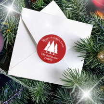 Three Pine Trees Rustic Christmas Greeting