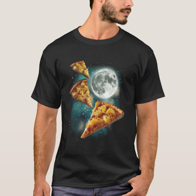 Three Pineapple Pizza Moon Cursed Funny 3 Pizzas M T-Shirt (Front)