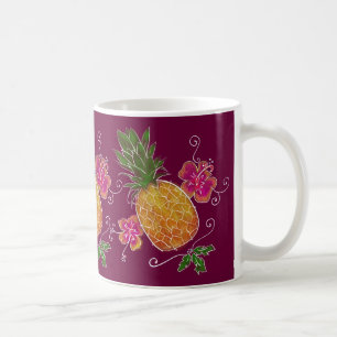 Three Pineapples Illustration with White Mug