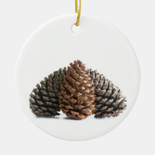 Three pinecones ceramic tree decoration