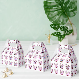 Three pink and black ladybug with stars favour box