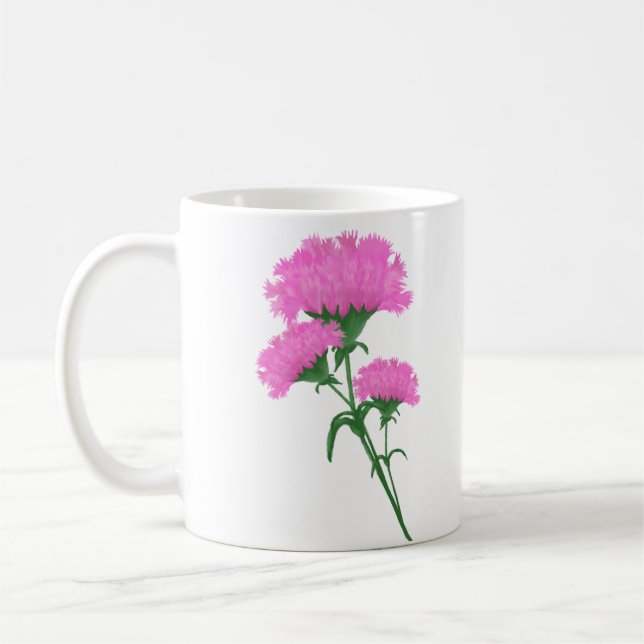 Three Pink Carnations Coffee Mug (Left)