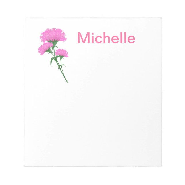 Three Pink Carnations Notepad (Front)