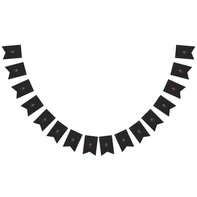 Three pink flowers with a black background bunting  (All)