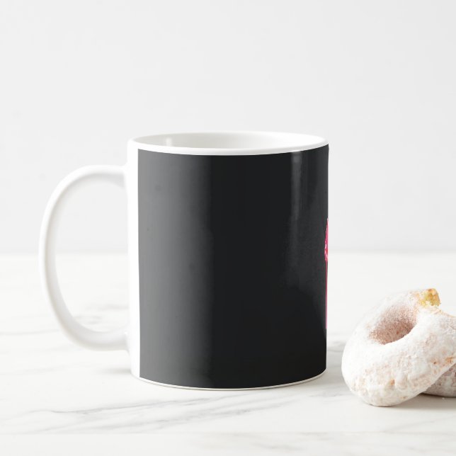 Three pink flowers with a black background coffee mug (With Donut)