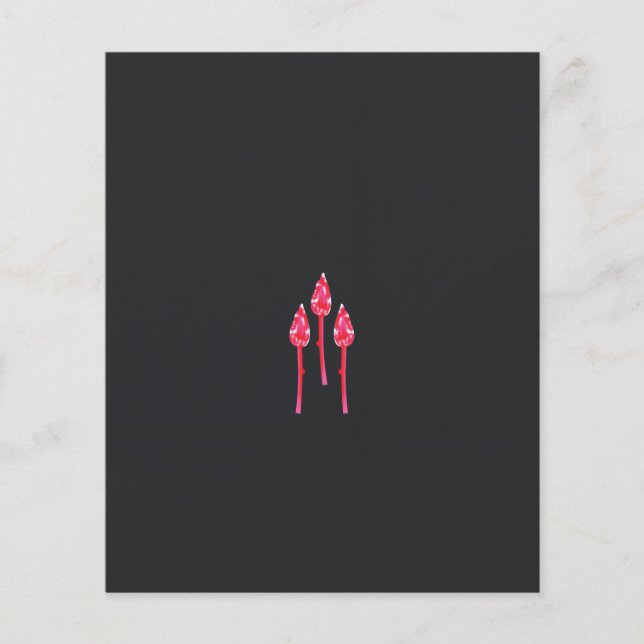 Three pink flowers with a black background flyer (Front)