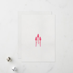 Three pink flowers with a black background holiday card