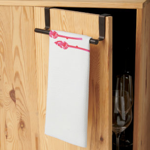 Three pink flowers with a black background tea towel