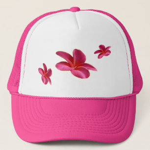 Three Pink Frangipani Flowers, Trucker Hat