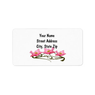 Three Pink Poppies Photo Border Template Label