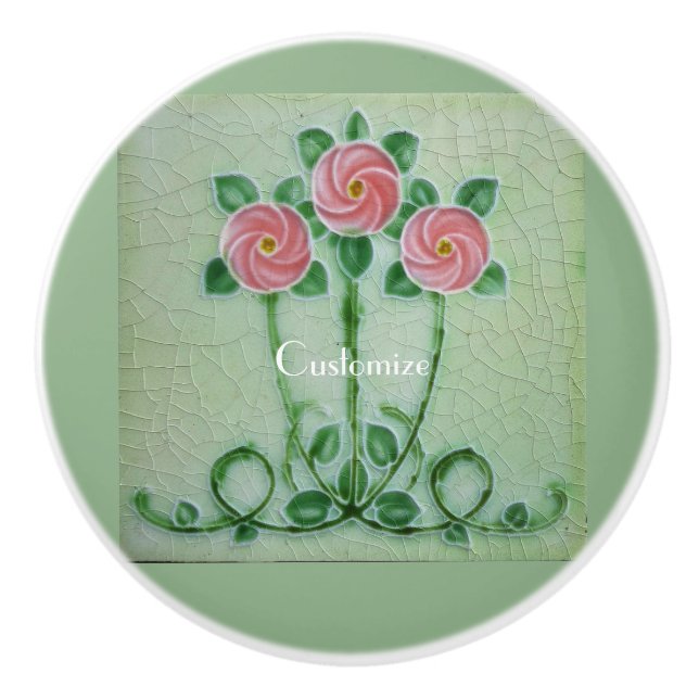 Three Pink Roses Thunder_Cove Ceramic Knob (Front)
