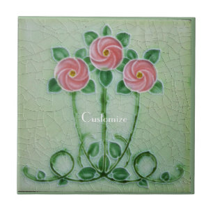 Three Pink Roses Thunder_Cove Ceramic Tile