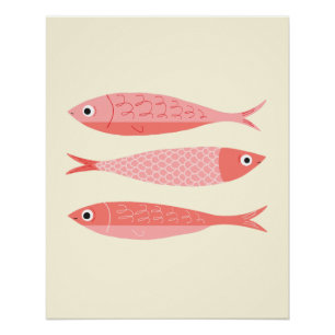 Three Pink Sardines Poster