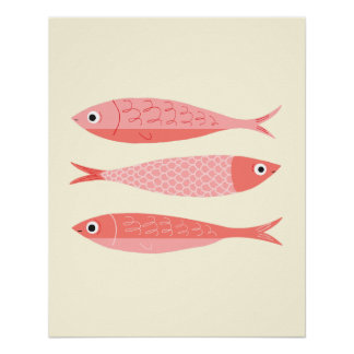 Three Pink Sardines Poster