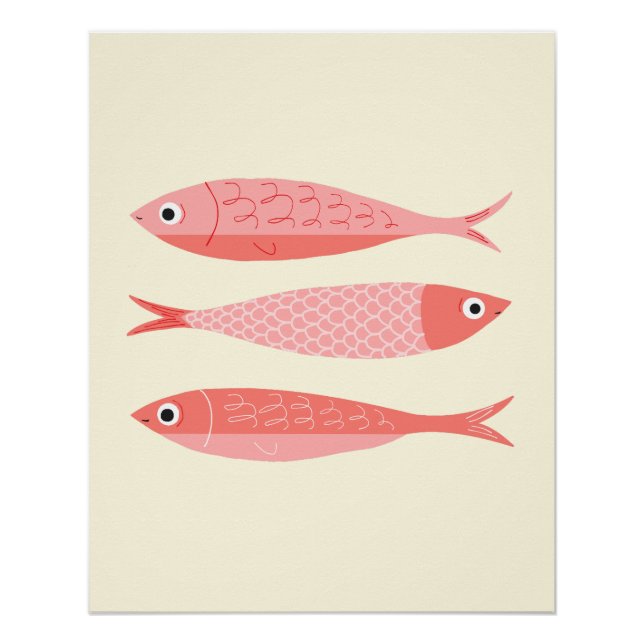 Three Pink Sardines Poster (Front)