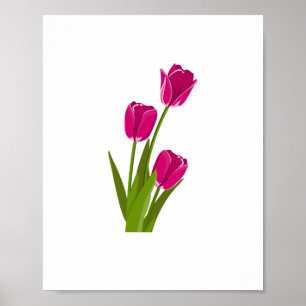 Three Pink Tuilps turning Towards Right Poster