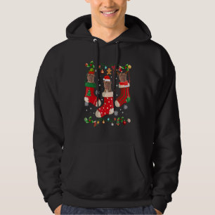 Three Pitbull In Sock Christmas Santa X mas Dog Hoodie