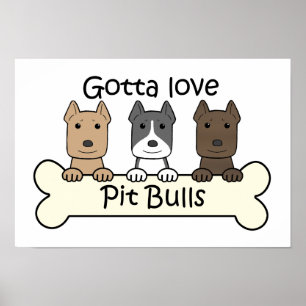 Three Pitbulls Poster