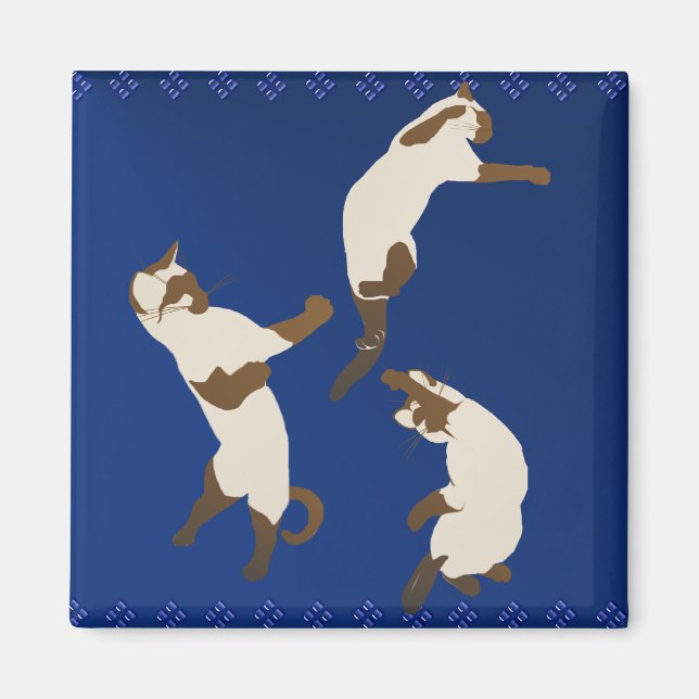 Three Playful Siamese Magnet (Front)