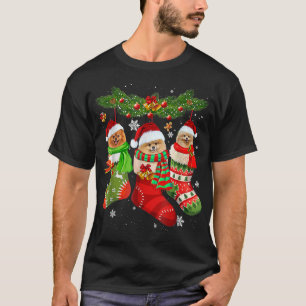 Three Pomeranian In Sock Christmas Santa Xmas  T-Shirt