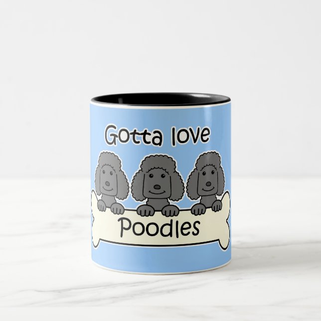Three Poodles Two-Tone Coffee Mug (Center)