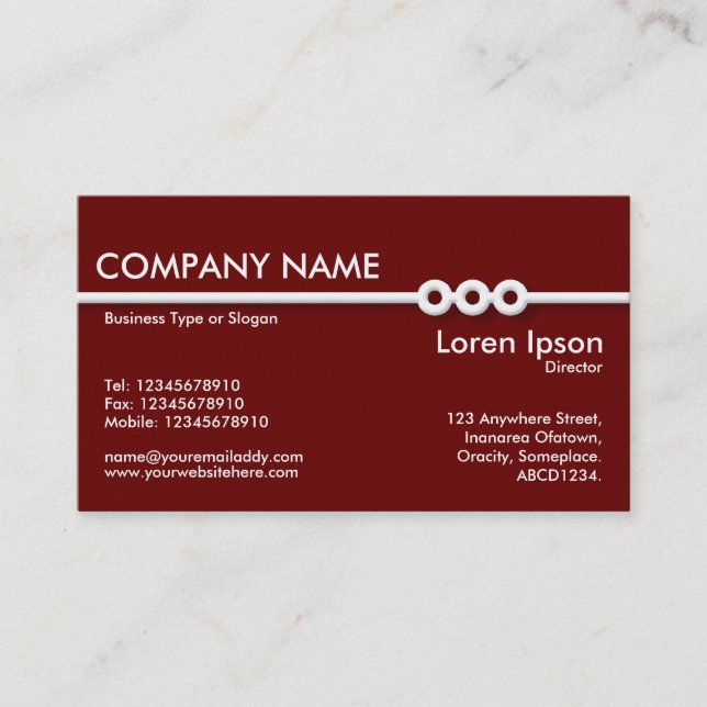 Three Portholes Line - Dark Maroon Business Card (Front)