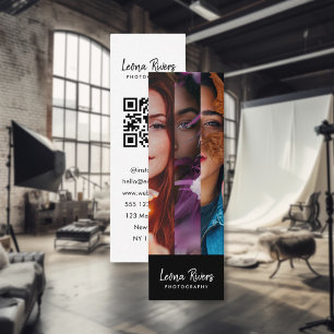 Three-Portrait QR Code Photographer Business Card