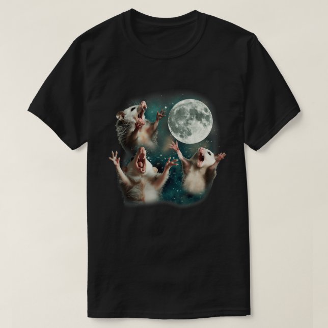 Three Possum Moon Meme T-Shirt (Design Front)