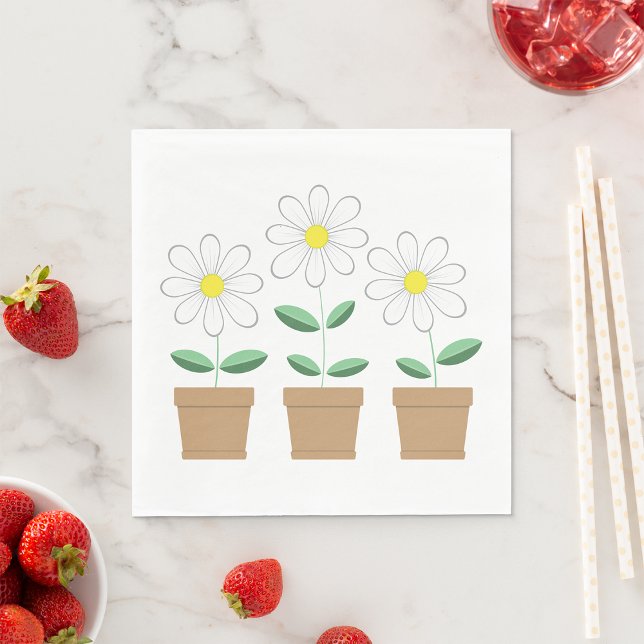 Three Potted Daisies Napkin (Creator Uploaded)