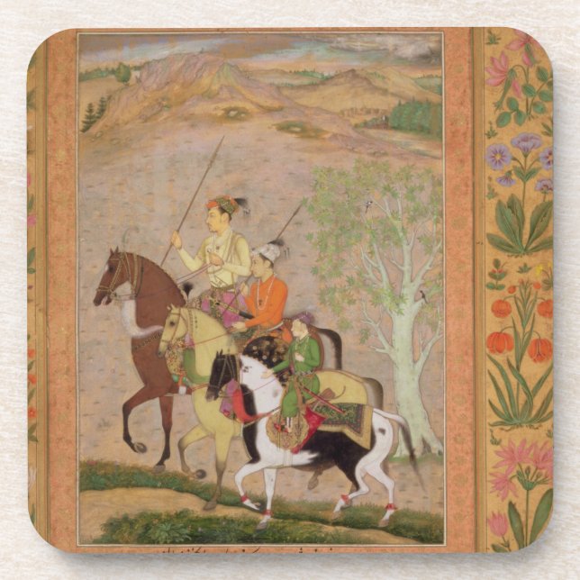 Three Princes Going Hunting, c.1635 (gouache on pa Coaster (Front)
