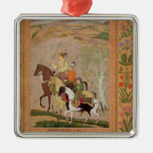 Three Princes Going Hunting, c.1635 (gouache on pa Metal Ornament