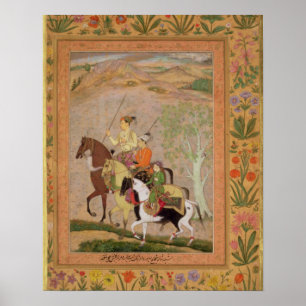 Three Princes Going Hunting, c.1635 (gouache on pa Poster
