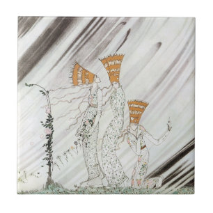 Three Princesses in Blue Mountain by Kay Nielsen Ceramic Tile