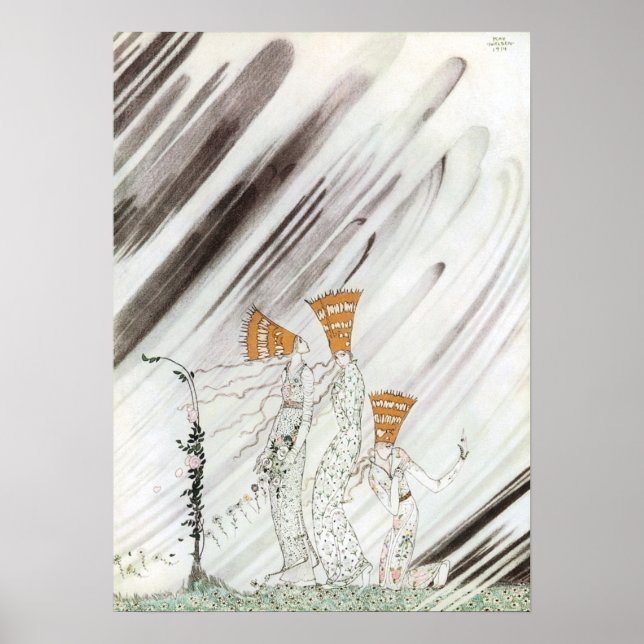 Three Princesses in Blue Mountain by Kay Nielsen Poster (Front)