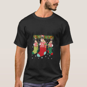 Three Pug Dog in Socks Funny Ugly Christmas Sweate T-Shirt