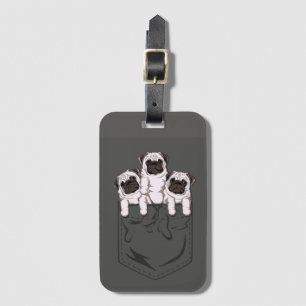 Three Pug Dogs in a pocket Luggage Tag