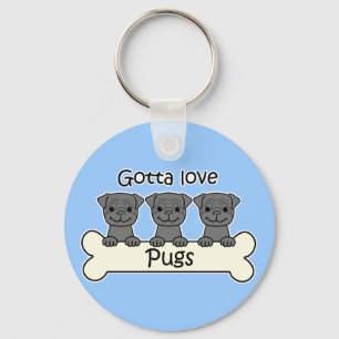 Three Pugs Key Ring
