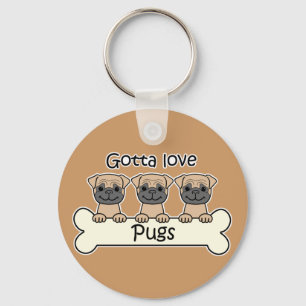 Three Pugs Key Ring