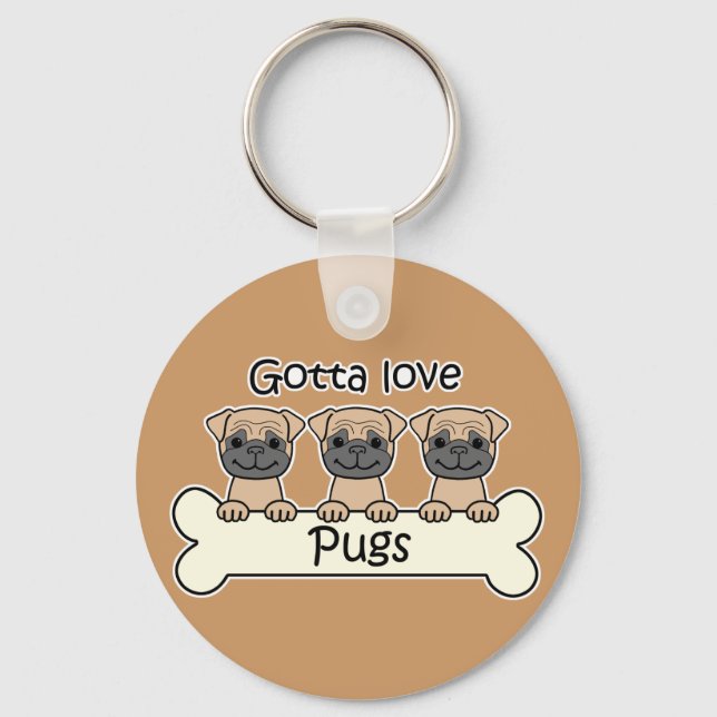 Three Pugs Key Ring (Front)