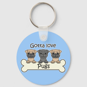 Three Pugs Key Ring
