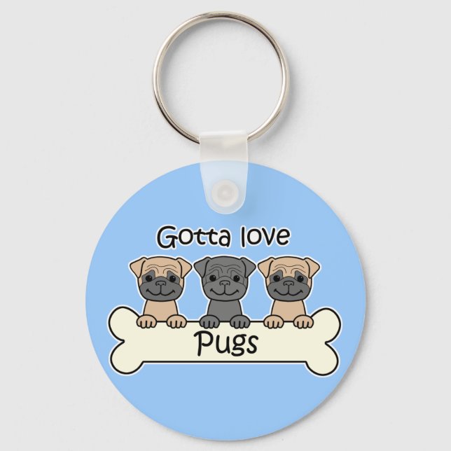 Three Pugs Key Ring (Front)