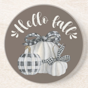 Three Pumpkin Hello Fall Coaster