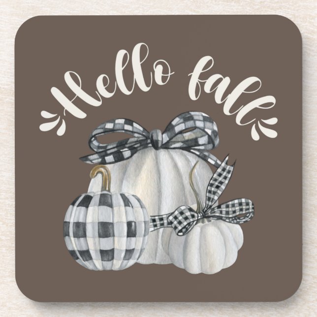 Three Pumpkin Hello Fall Coaster (Front)